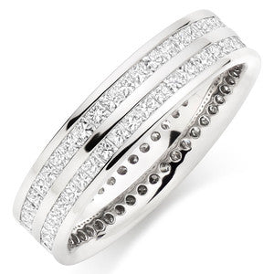 Double Row Princess Eternity Ring In 1.50 Carat Total Weight.