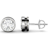 14 Karat Bezel Round Shape Screw Back Stud Earring 3.00 Carat Total weight.