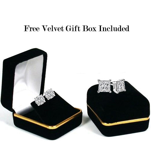 Platinum 4-Prong Basket Push Back Oval Stud Earrings.  Available From .25 Carat To 10 Carat.