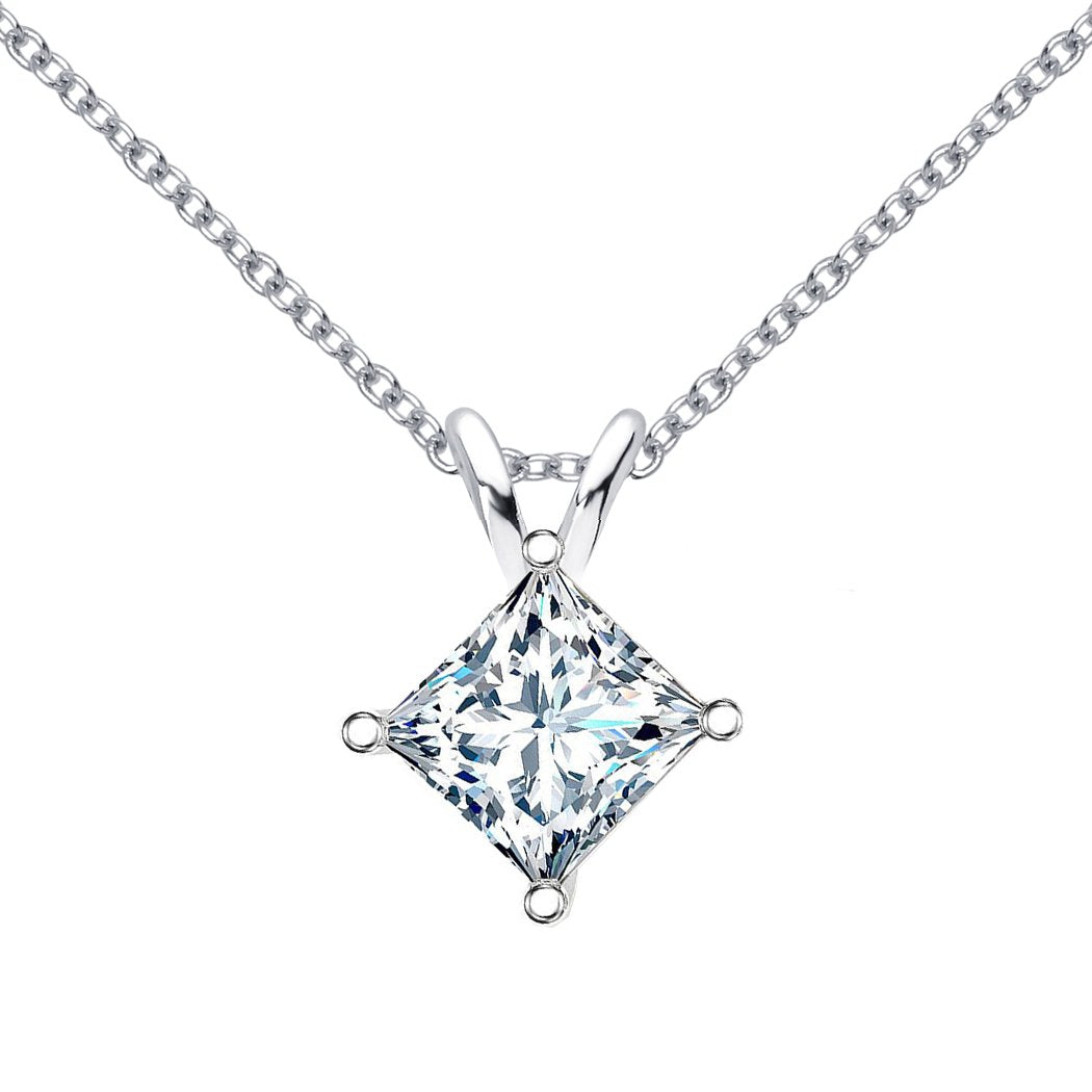 14 KARAT WHITE GOLD PRINCESS PENDANT WITH ROLO CHAIN. BUILD YOUR OWN PENDANT.